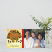 Schattige Turkije Thanksgiving familie fotokaart Feestdagenkaart (Staand voorkant)