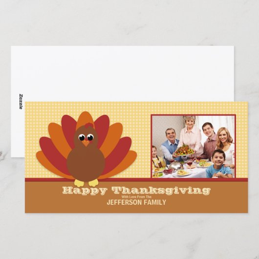 Schattige Turkije Thanksgiving familie fotokaart Feestdagenkaart (Voorkant / Achterkant)