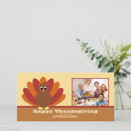 Schattige Turkije Thanksgiving familie fotokaart Feestdagenkaart (Staand voorkant)