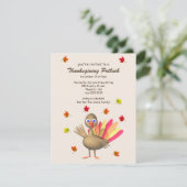 Schattige Turkije Thanksgiving Potluck 4.25x 5.5 Kaart (Staand voorkant)