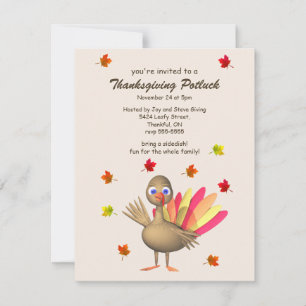 Schattige Turkije Thanksgiving Potluck 4.25x 5.5 Kaart