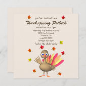 Schattige Turkije Thanksgiving Potluck Kaart (Voorkant / Achterkant)