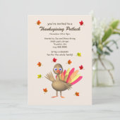 Schattige Turkije Thanksgiving Potluck Kaart (Staand voorkant)