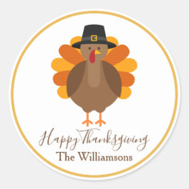 Schattige Turkije | THANKSGIVING Ronde Sticker