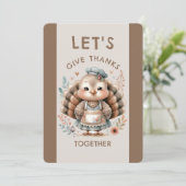 Schattige Turkije Thanksgiving Vakantie Diner Uitn Kaart (Staand voorkant)
