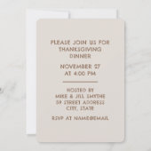 Schattige Turkije Thanksgiving Vakantie Diner Uitn Kaart (Achterkant)