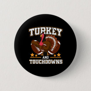 Schattige Turkije Voetbal Turkije en touchdowns Th Ronde Button 5,7 Cm