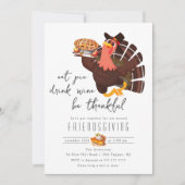 Schattige Turkije Vriendsgiving Diner Kaart (Voorkant)