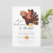 Schattige Turkije Vriendsgiving Diner Kaart (Staand voorkant)