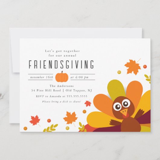 Schattige Turkije Vriendsgiving Kaart (Voorkant)