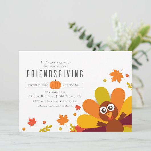 Schattige Turkije Vriendsgiving Kaart (Staand voorkant)