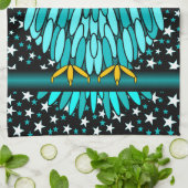 schattige turkooisuil theedoek (Gevouwen)