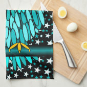 schattige turkooisuil theedoek (Quarter Fold)