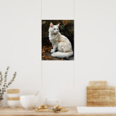 Schattige Turks Angora Cat Art Print Poster (Keuken)