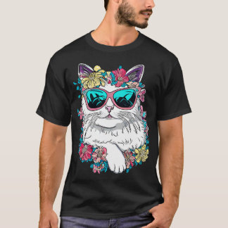 Schattige Turks Van cat en mooie bloemetjes T-shirt