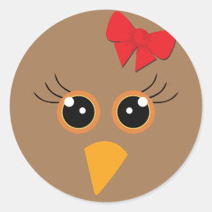🦃 Schattige turkse zijde, bruin Ronde Sticker