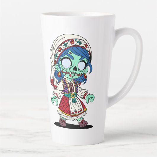 Schattige Turkse Zombie Latte Mok (Rechts)