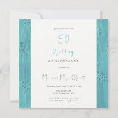 Schattige Turquoise Bloemen Bruiloft Jubileum 50 J Kaart (Achterkant)