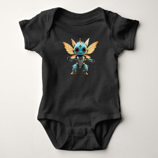 Schattige turquoise dansende robot fee romper (Voorkant)
