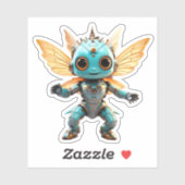 Schattige Turquoise Dansende Robot Pixie Sticker (Vel)