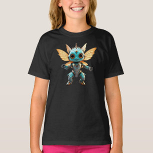 Schattige Turquoise Dansende Robot Pixie T-shirt