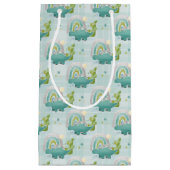 SCHATTIGE TURQUOISE DINOSAURS EN RAINBOWS KLEIN CADEAUZAKJE (Voorkant)