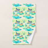 Schattige turquoise eendenpatroon bad handdoek (Handdoek)