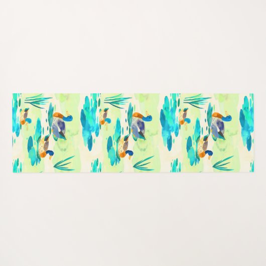 Schattige turquoise eendenpatroon yogamat (Achterkant (horizontaal))