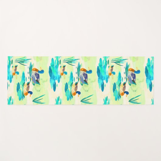 Schattige turquoise eendenpatroon yogamat (Voorkant (horizontaal))