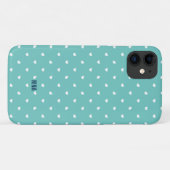 Schattige Turquoise en Witte Harten Patroon Monogr Case-Mate iPhone Case (Achterkant (horizontaal))