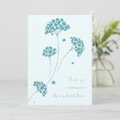 Schattige Turquoise Flowers Vrijgezellenfeest Dank Kaart (Staand voorkant)