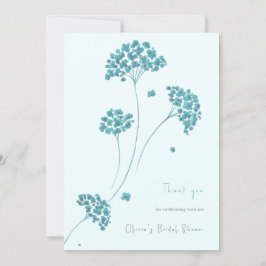 Schattige Turquoise Flowers Vrijgezellenfeest Dank Kaart
