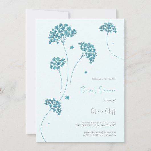 Schattige Turquoise Flowers Vrijgezellenfeest Kaart (Voorkant)