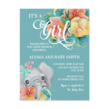 Schattige turquoise gele roze olifant baby shower
