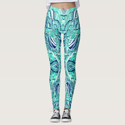 Schattige turquoise gestructureerde "Ratti_Creativ Leggings (Voorkant)