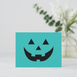 Schattige turquoise jack-o-lantaarn grappige Hallo Feestdagenkaart