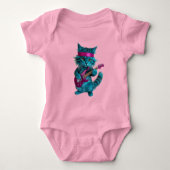 Schattige turquoise kat romper (Voorkant)