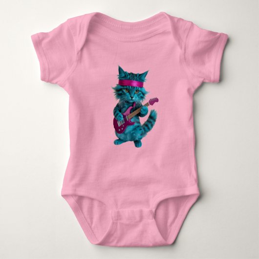 Schattige turquoise kat  romper (Voorkant)