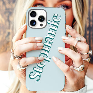Schattige Turquoise Minimalistische Aangepaste Naa iPhone 16 Pro Max Hoesje