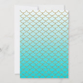 Schattige turquoise narwal thema uitnodiging (Achterkant)