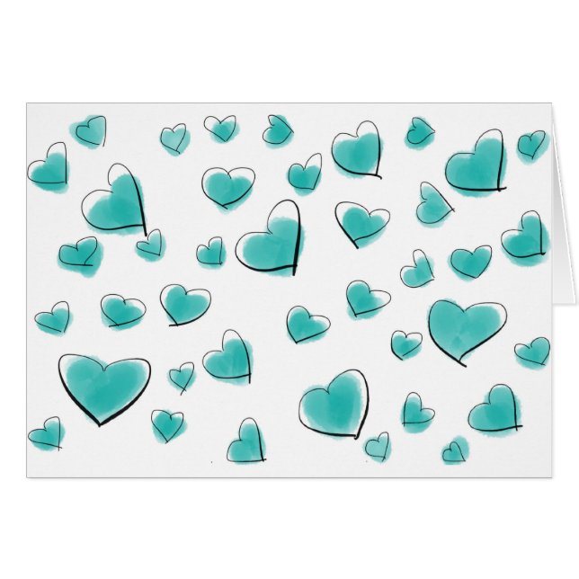 Schattige Turquoise Waterverf Blauwgroen Hartpatro (Voorkant Horizontaal)