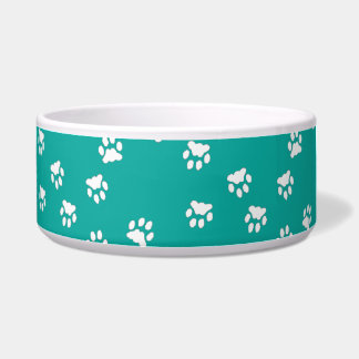Schattige Turquoise White Paw Print Large Dog Bowl Voerbakje