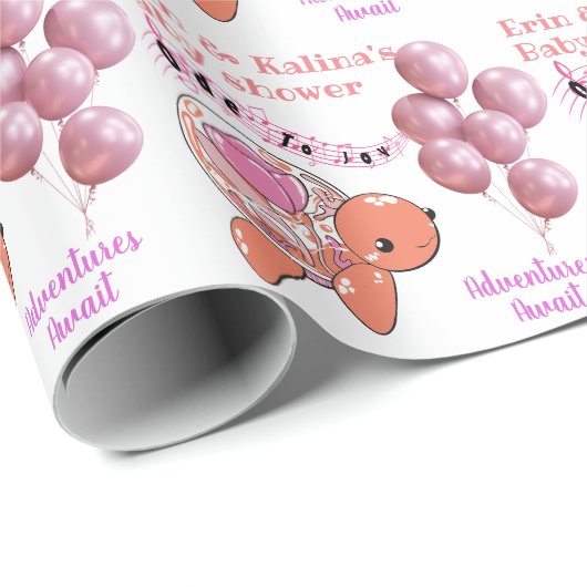 Schattige Turtle Baby shower Gepersonaliseerd Cadeaupapier (Rol Hoek)