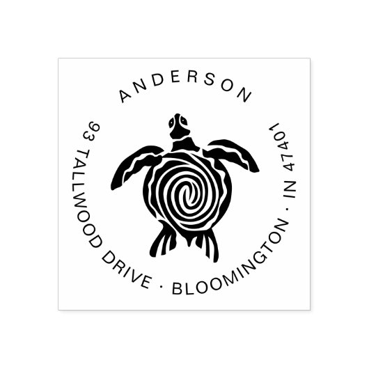 Schattige Turtle Modern Tropical Custom Retouradre Rubberstempel (Afrduk)