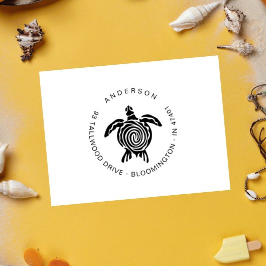 Schattige Turtle Modern Tropical Custom Retouradre Rubberstempel