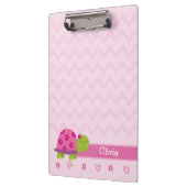 Schattige Turtle Pink gepersonaliseerd klembord (Links)