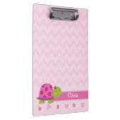 Schattige Turtle Pink gepersonaliseerd klembord (Rechts)