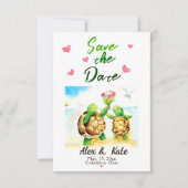 Schattige Turtle Wedding Save the Date Aankondigin (Voorkant)