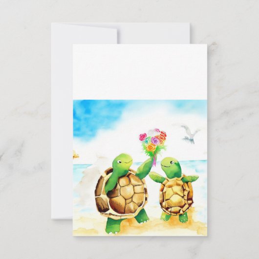 Schattige Turtle Wedding Save the Date Aankondigin (Achterkant)