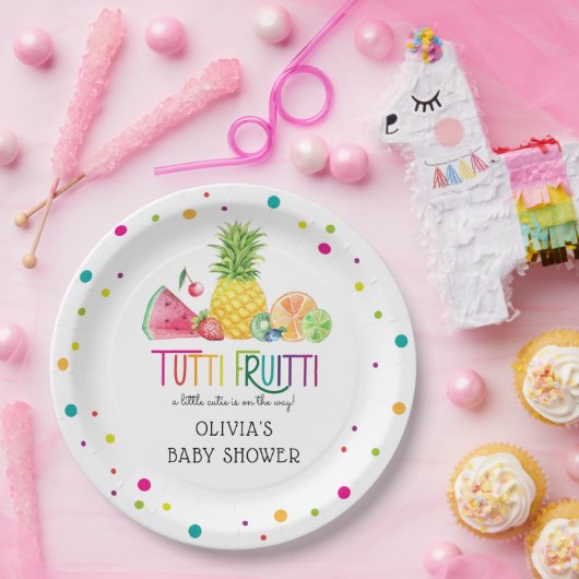 Schattige Tutti Fruitti-Baby shower Papieren Bordje (Feest)